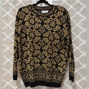Alfred Dunner sweater, black and gold metallic Paisley design. Women’s size XL